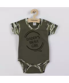 Baby Romper - Korte Mouwen - 100% Katoen - Legergroen Camouflage