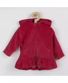 Hoodie - Gerimpelde rand - Donkerroze - Maat 80 (9-12 maanden)