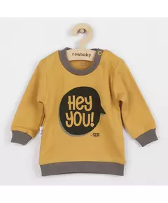 Baby T-shirt - Mosterdgeel - Maat 62 (3-6m) - "HEY YOU!"