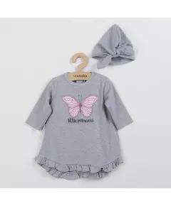 Babyjurk - Grijs - Maat 80 (9-12 maanden) - Met bijpassende hoofdband