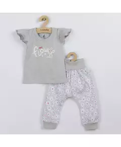 Kleding - Babyset - T-shirt met korte mouwen - Broek met bloemen