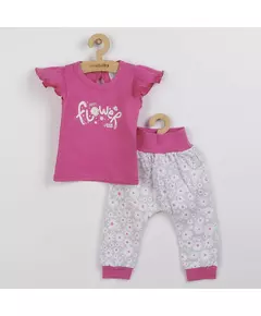 2-piece set - T-shirt en broekje - katoen - bloemenmotief