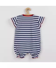 Baby Romper - Gestreept - Marineblauw met Rood-Anker - Maat 56 (0-3 maanden)