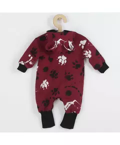 Jumpsuit - Bordeauxrood - Langsleeves - Capuchon - 0-3 maanden