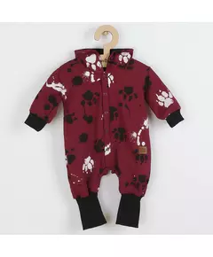 Jumpsuit - Donkerrood - Capuchon met oortjes - Maat 74 (6-9 maanden)