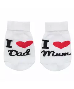 Socks - I Love Mum and Dad - Wit - Maat 56 (0-3 maanden)