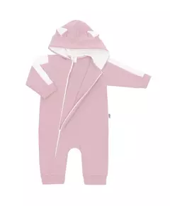 Baby jumpsuit - Roze met capuchon - Rits aan de voorkant