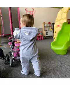 Baby jumpsuit - Roze met capuchon - Rits aan de voorkant