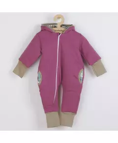 Babykleding - Overall - Maat 56 (0-3m) - Paarse kleur - Capuchon