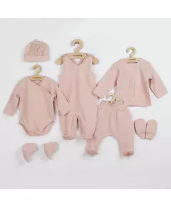 Babykleding - 7-delige set - Roze - 100% katoen - Muts