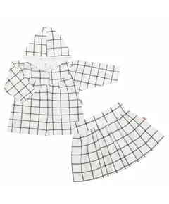 2-piece set - kinderkleding - hoody met capuchon - rokje met elastische tailleband