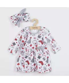 Babykleding - Jurkje met lange mouwen - Jurk met hoofdband