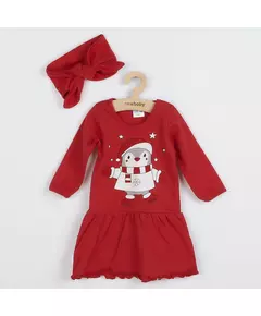 Babyjurk - Rood - Pinguïn - Haarband - Maat 86 (12-18 maanden)