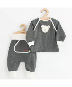 Baby kledingset - Grijs shirt met teddybeer - Lange mouwen