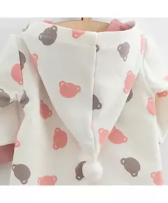 Baby Romper - Sweatsuit - Maat 86 - Roze - Beertjes - Capuchon