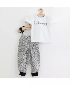 Baby Clothing - 2-Piece Set - Wit T-shirt met "be happy" tekst