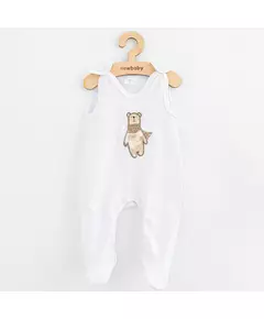 babyslaapzak - wit - zachte stof - schattige beer met sjaal