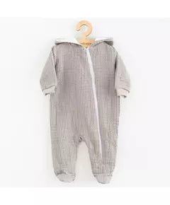Jumpsuit - Grijs - Met capuchon - 100% katoen - Maat 80 (9-12m)