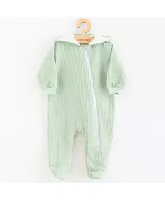 Baby Jumpsuit - Katoen - Met capuchon - Sage - Maat 80 (9-12m)