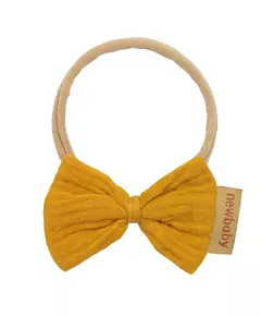 Haarband - Mustardgele strik - Elastische band - Accessoires voor baby's