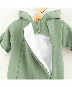 Babyromper - Mint groen - Jumpsuit met capuchon - Maat 80 (9-12 maanden)
