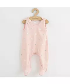 Baby romper - Maat 68 - Wit - Met teddybeerafdruk - Drukknopen schouders en onderzijde