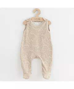 Baby romper - Beige - Dino patroon - Maat 74 (6-9 maanden)