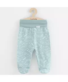 Babybroek - Dino - Mint - Maat 74 (6-9 maanden) - Met voetjes