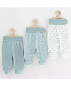 Babybroekjes - 3-delige set - Effen blauw - Dinosaurussen