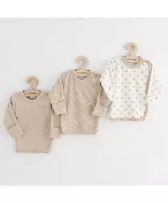 Babykleding - 3-pack hemdjes - Beige - Dinosaurusmotief