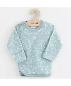 Babyshirt - Lichtblauw - Dino's en voetafdrukken - Maat 68 (3-6 maanden)