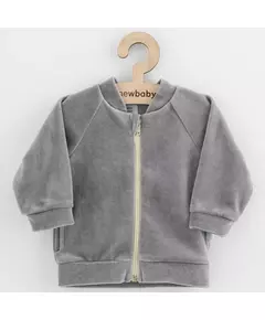 Baby sweatshirt - grijs - maat 68 (4-6 maanden) - suede met rits