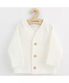 Babyvest - Wit - Geribbeld materiaal - Houten knopen - Maat 56 (0-3 maanden)