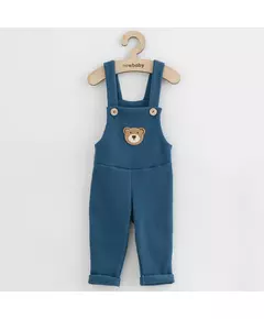 Kinderbroek - Blauwe bretels - Berenkop applicatie - Maat 56 (0-3m)