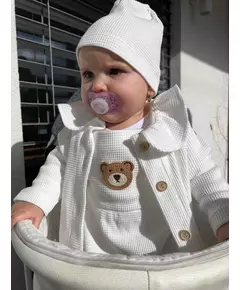 Baby Muts - Katoen - Wafelpatroon - Wit - Maat 92/98 - Babyhoofddeksel
