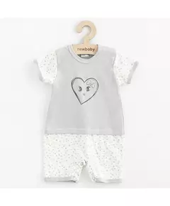 Babyromper - Katoen - Grijs met hartje - Maat 74 (6-9 maanden)