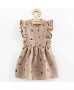 Kinderjurk - Katoen - Beige - Regenboog - Maat 74 (6-9 maanden)