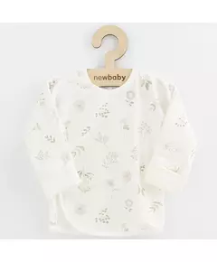 Babytrui - Crèmekleurig - Fijn bloemenpatroon - Drukknopen bij schouder