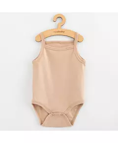 Baby romper - zonder mouwen - licht beige - 100% katoen