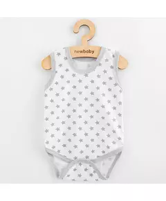 Baby bodysuit - Mouwloze romper - Grijze sterretjes - OEKO-TEX gecertificeerd