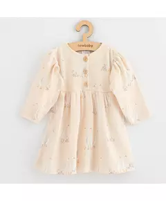 Babyjurk - Lange Mouwen - Zacht Beige - Gansenpatroon - 100% Katoen