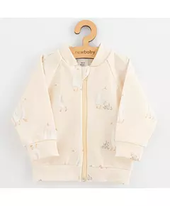 Babyvestje - Crèmekleurig - Rits - Witte ganzen - Sweatstof