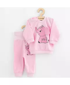 Baby set - T-shirt en broek - Roze olifant - 3D-oren - 100% katoen