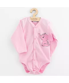 Babyromper - Lange mouwen - Roze - 3D-oren olifant - 100% katoen