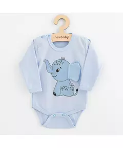 Babyromper - Lichtblauw - Lange mouwen - Olifantenillustratie