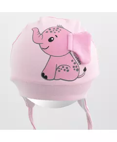 Babyhoedje - Roze - 3D-Oortjes - Olifantillustratie - 100% Katoen