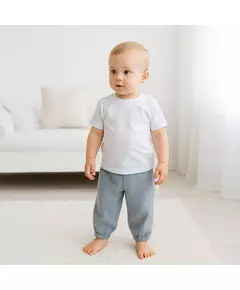 Kinderkleding Set - Wit Katoenen T-Shirt - Lichtblauwe Katoen Broek