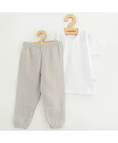 Babykleding Set - Wit T-shirt - Crèmekleurige Katoen Broek