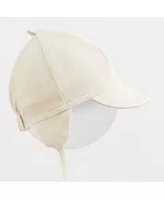 Babymuts - Katoen - Met klep - Oorflappen - Crèmekleurig