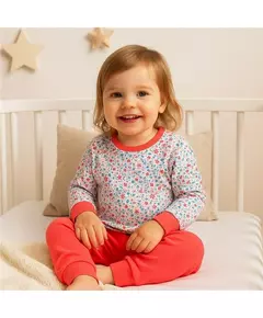 Kinderpyjama's - Katoen - Bloemenprint - Koraalrood - Lange Mouwen